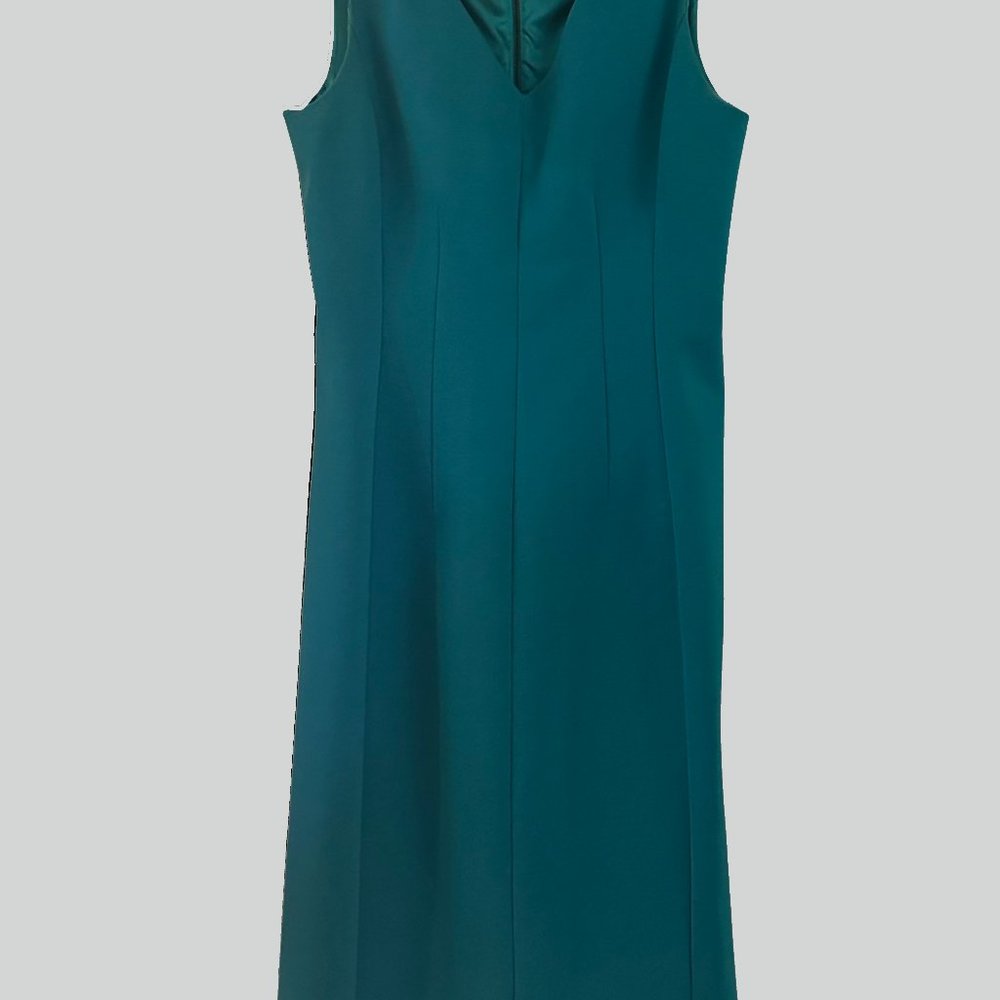 Teal Sleeveless V-Neck Midi Dress